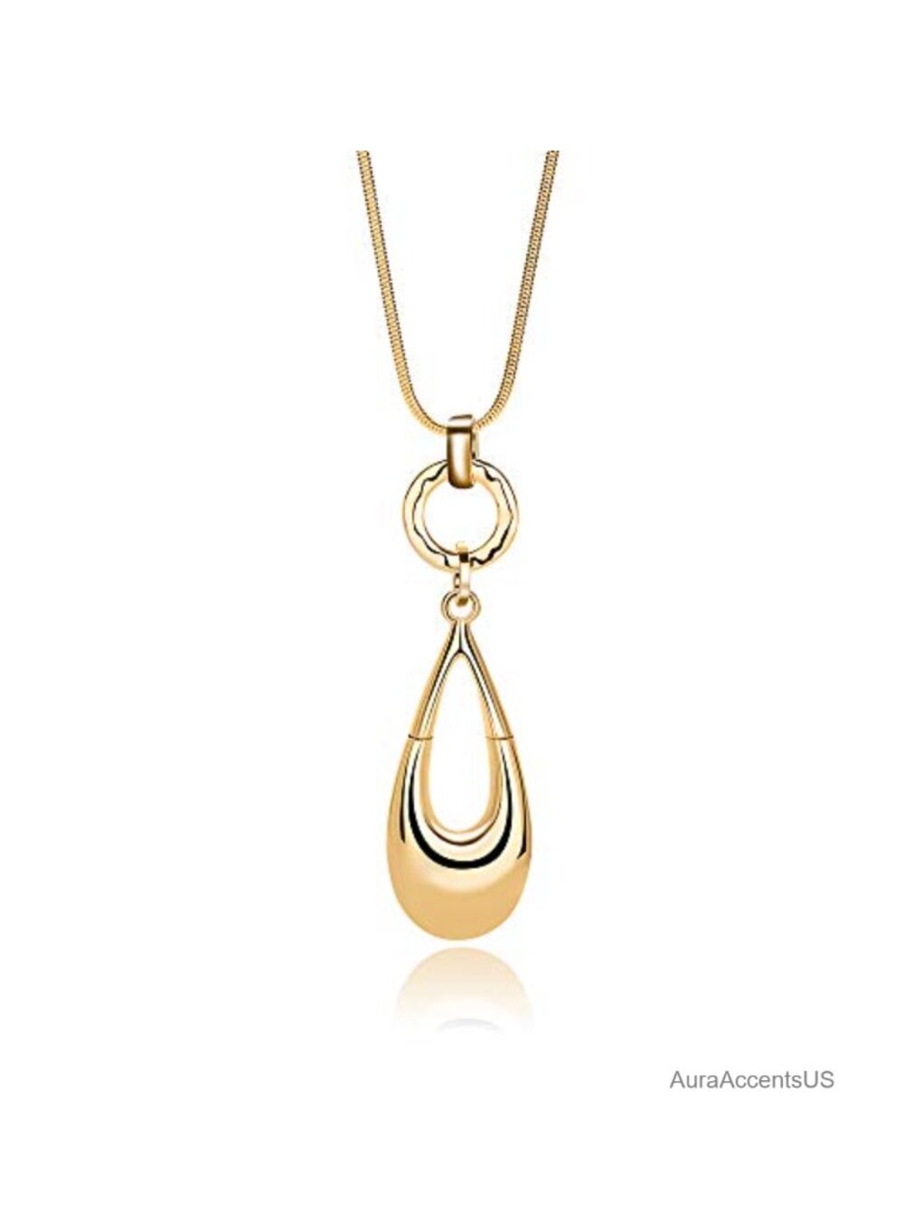 Long Waterdrop Pendant Y Necklace Layered Statement Bohemian Silver Chain